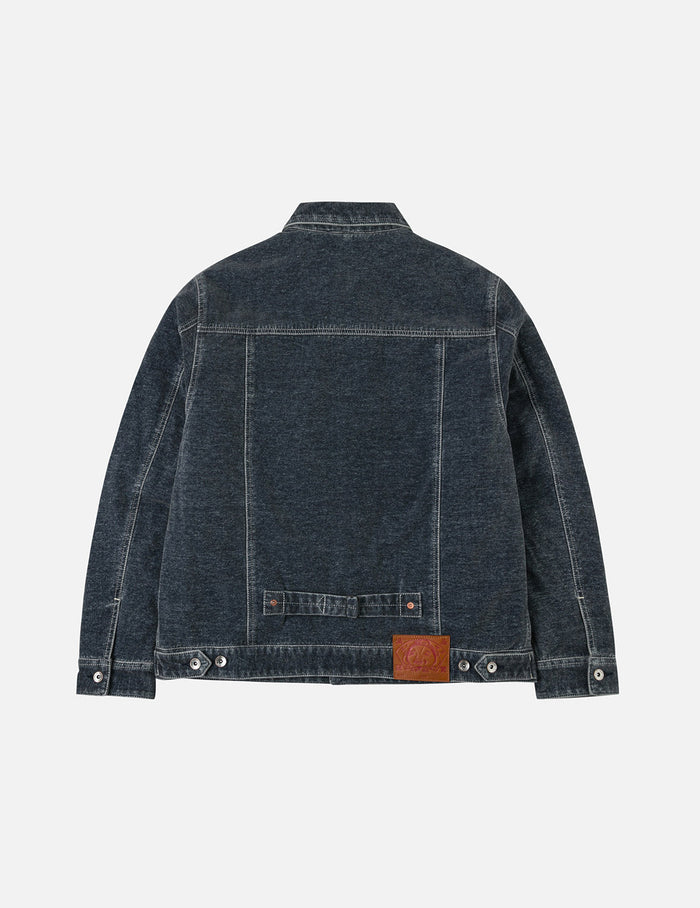 Emboss Rivet Seagull Relax Fit Washed Denim Jacket