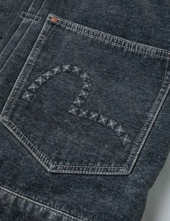 Emboss Rivet Seagull Relax Fit Washed Denim Jacket