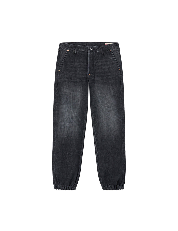 Emboss Seagull and Logo Regular Fit Denim Jogger