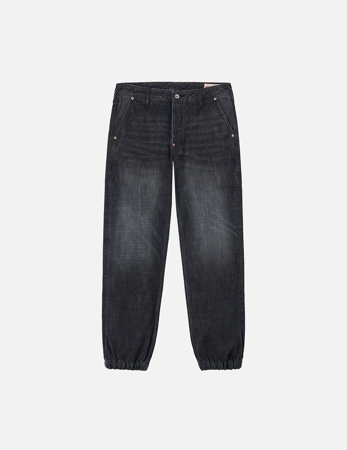 Emboss Seagull and Logo Regular Fit Denim Jogger