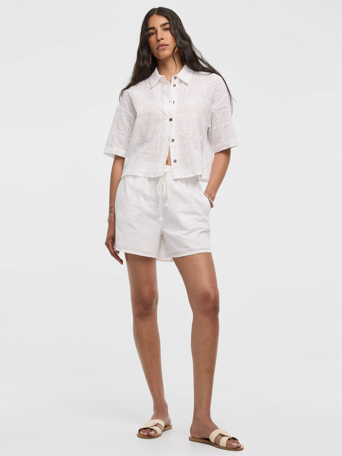 Embroidered Shorts with Elastic Waistband