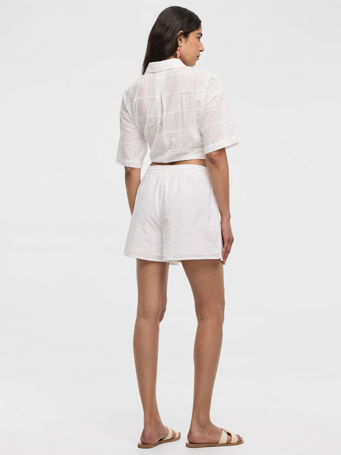 Embroidered Shorts with Elastic Waistband