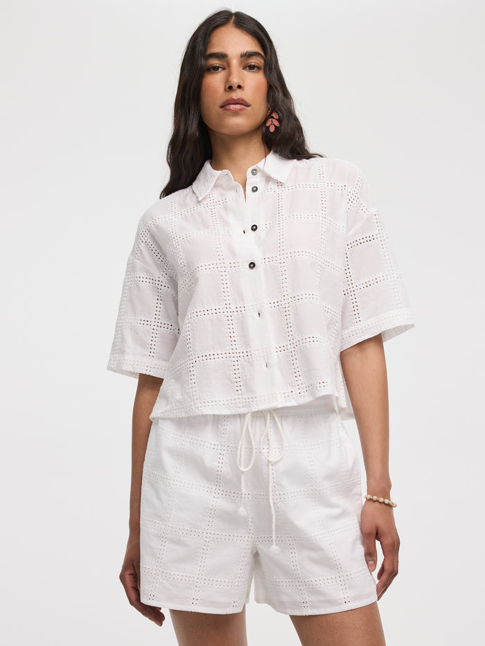 Embroidered Shorts with Elastic Waistband