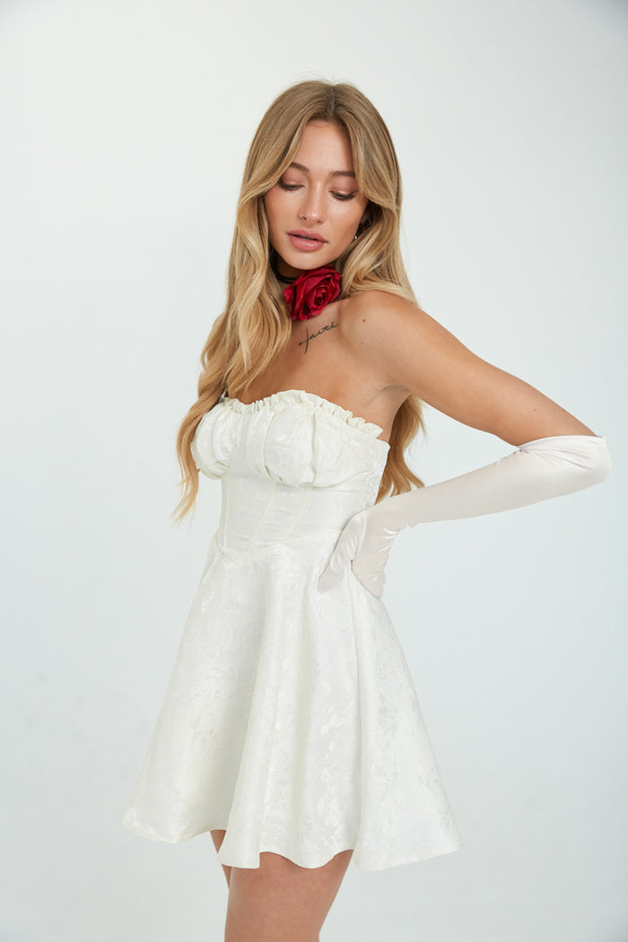 bustier mini dress - ivory wedding reception dress - courthouse wedding dress
