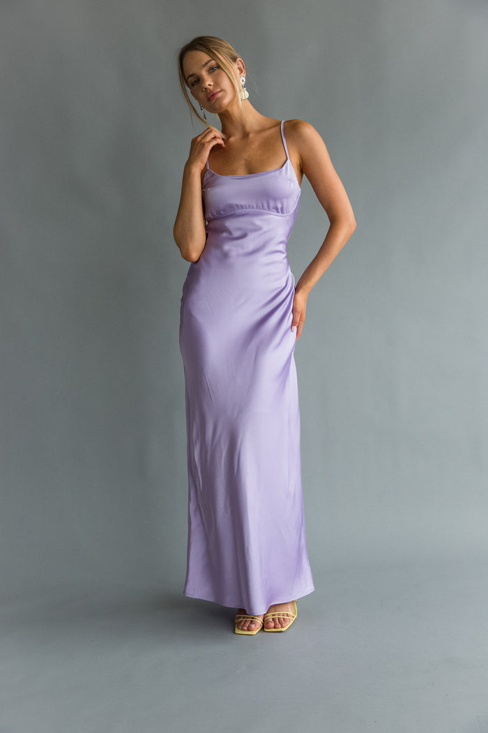 Front view | Purple Open back Maxi Dress | Formal dress