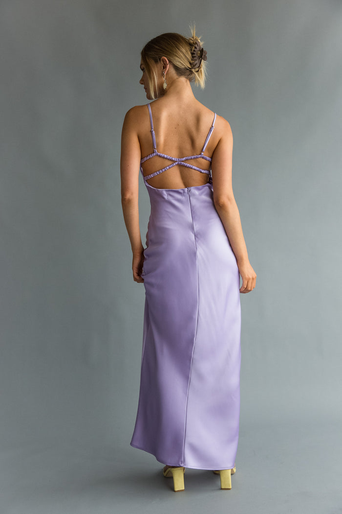 back view | purple Open back Maxi Dress | Formal dress
