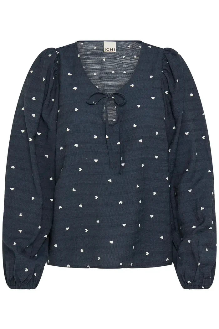 Eve Heart Top (Blue/White Hearts)