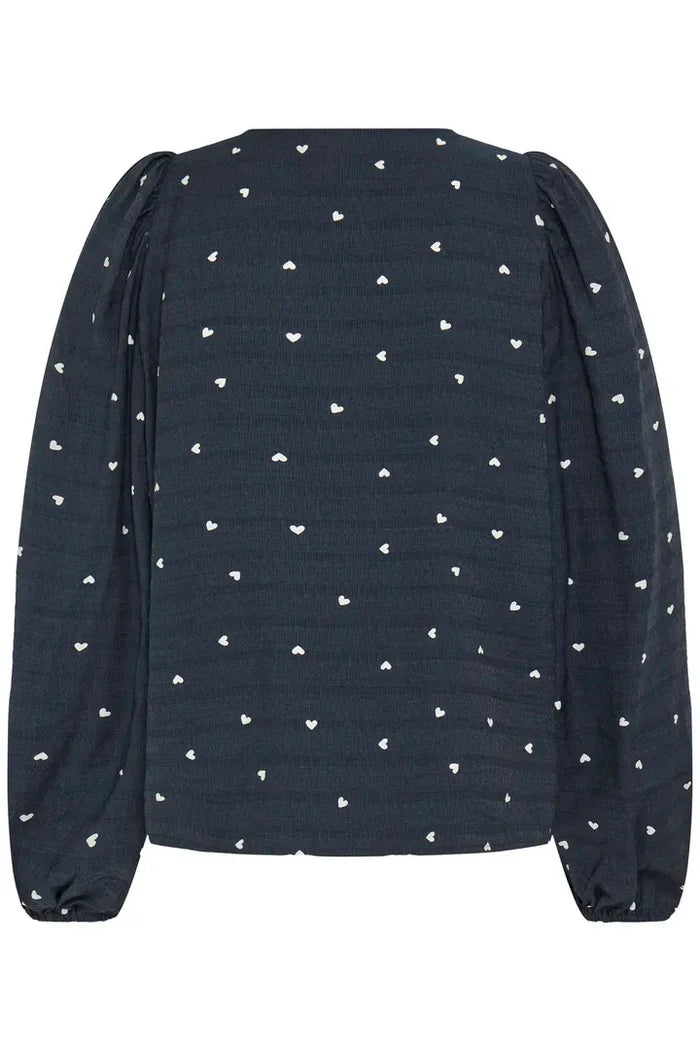 Eve Heart Top (Blue/White Hearts)