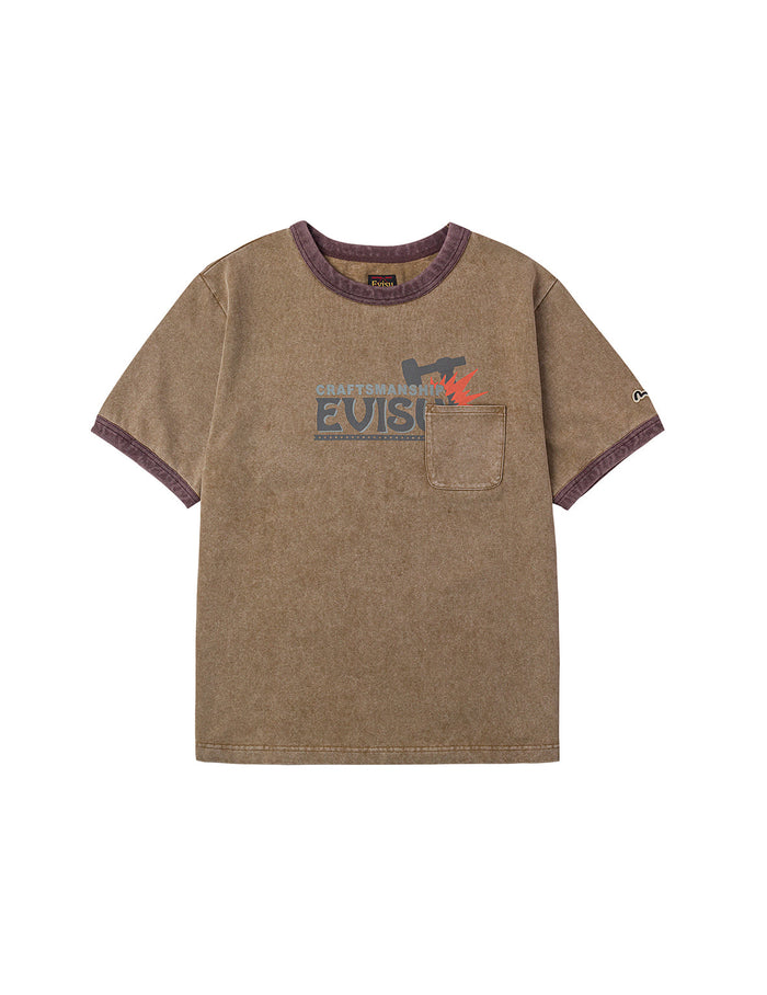 EVISU Workwear Print Relax Fit Ringer T-shirt