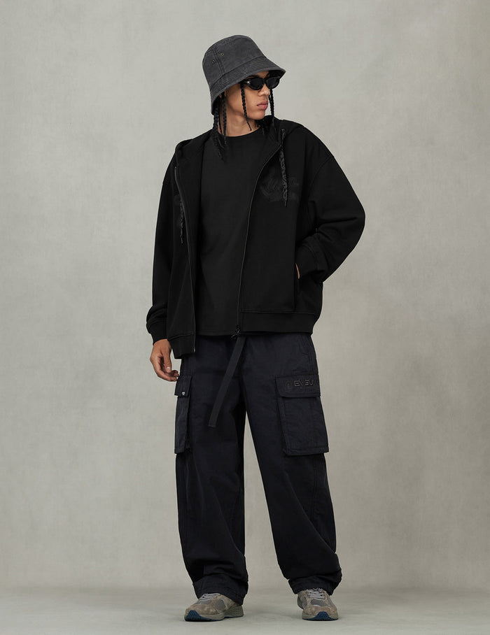 EVISUKURO Embroidery Loose Fit Hoodie Jacket