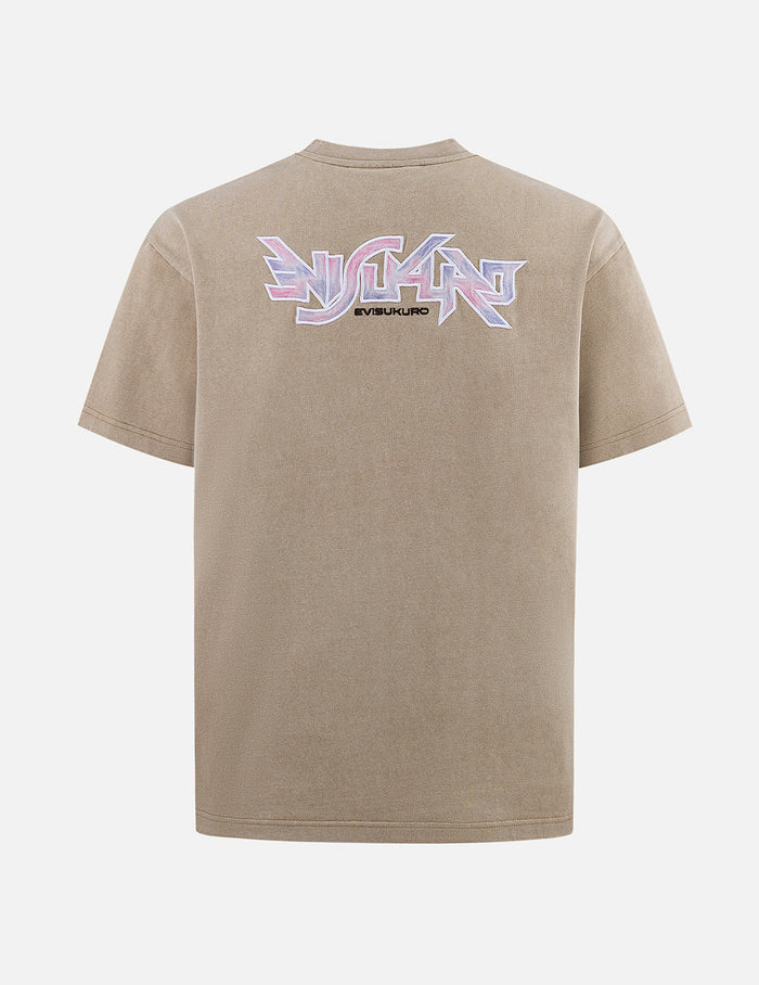 EVISUKURO Embroidery Washed Relax Fit T-shirt