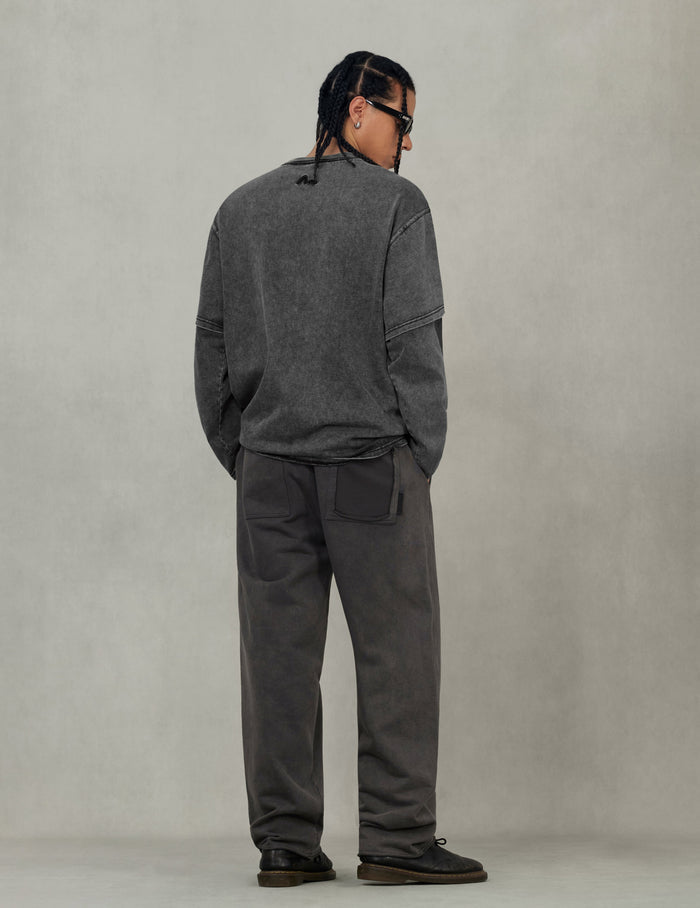 EVISUKURO Label and Seagull Print Oversized  2-in-1 long-sleeve T-shirt