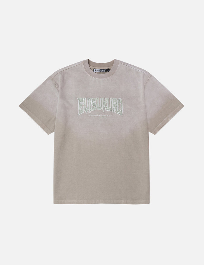 EVISUKURO Waffle Embroidery and Spray Dye Relax Fit T-shirt