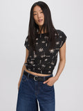 Extended-Sleeve Crew-Neck Blouse with Elasticated Hem