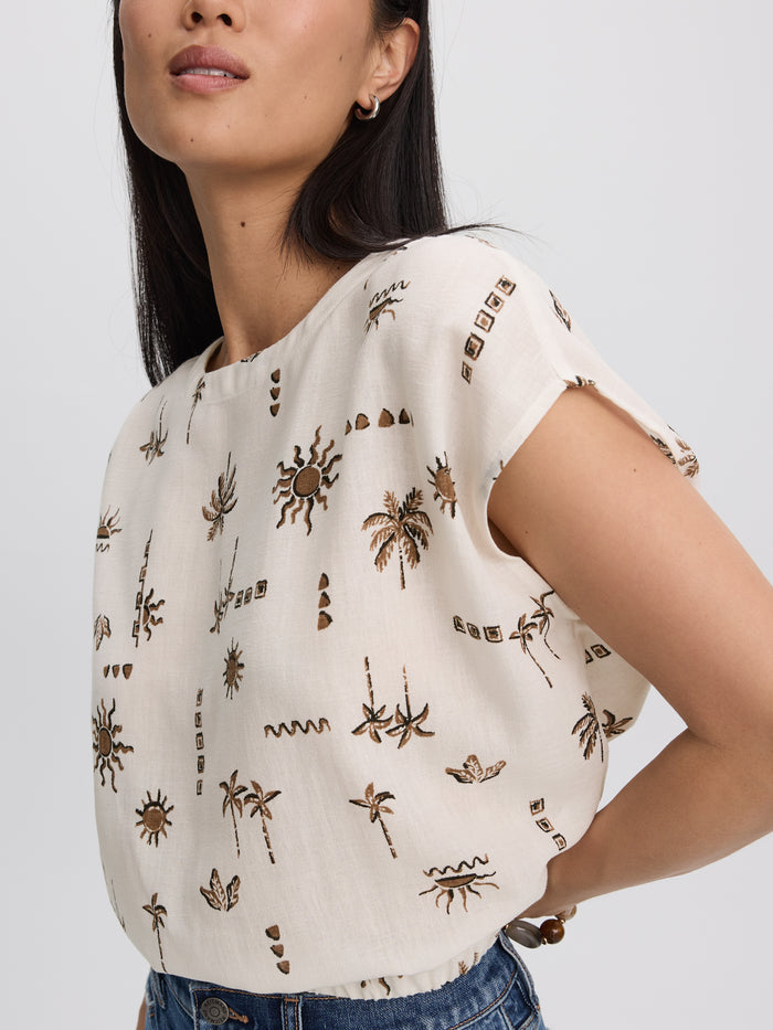 Extended-Sleeve Crew-Neck Blouse with Elasticated Hem
