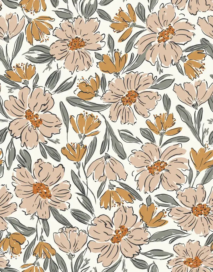 Fallen Blooms Ivory Cream Yellow Small - Family Fabrics B.V.