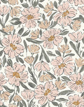 Fallen Blooms Peach Pink Sage Green - Family Fabrics B.V.