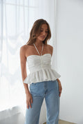 white peplum halter top