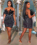 Feather and Sequin Bodycon Mini Dress