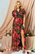 Ffion Wrap Dress (Black/Red)
