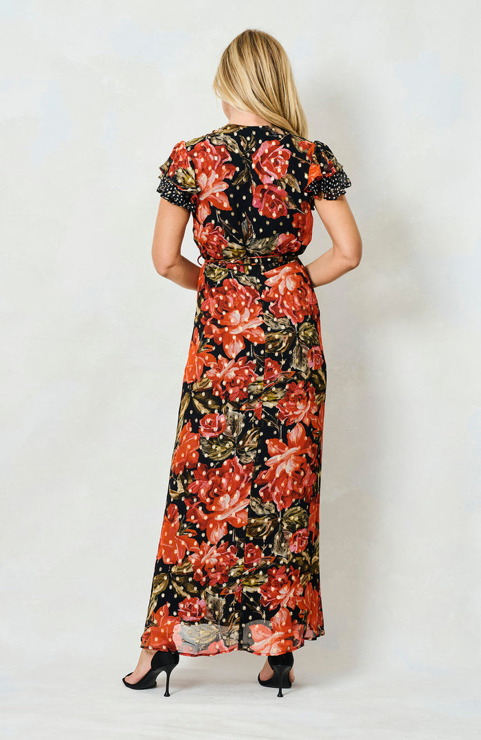 Ffion Wrap Dress (Black/Red)