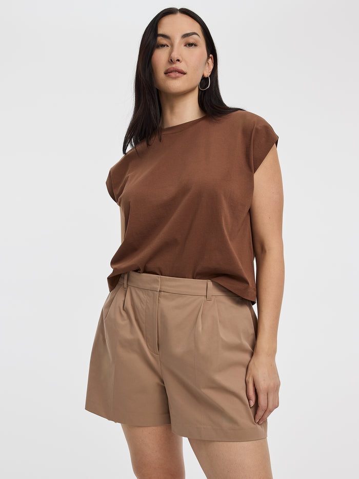 Fine Twill Pleated Shorts