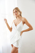 white wrap mini dress