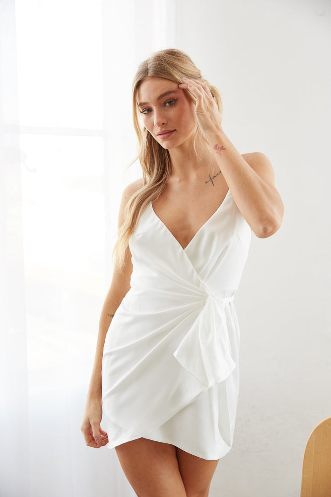 white open back dress