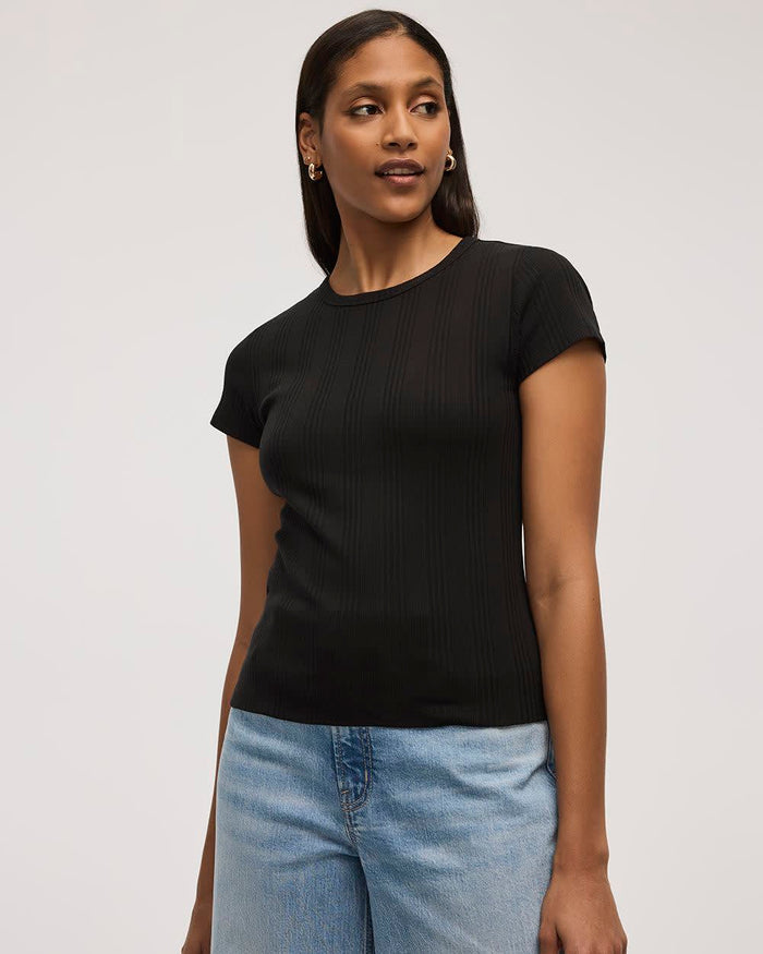 Fitted Crew-Neck Ribbed T-Shirt
