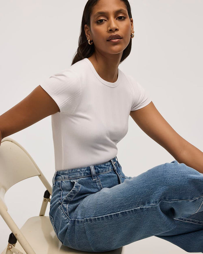 Fitted Crew-Neck Ribbed T-Shirt