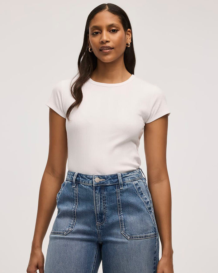 Fitted Crew-Neck Ribbed T-Shirt