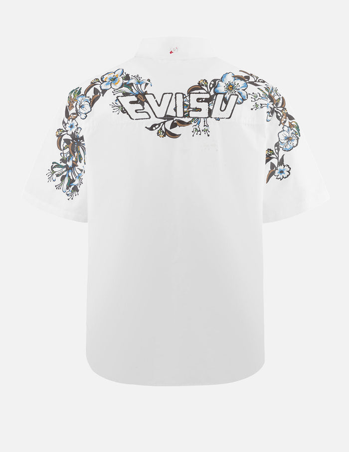 Floral and Logo Daicock Print Relax Fit Short-Sleeve Shirt