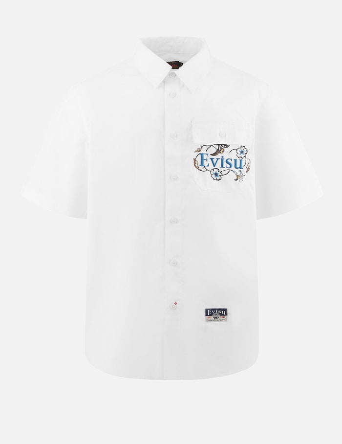 Floral and Logo Daicock Print Relax Fit Short-Sleeve Shirt