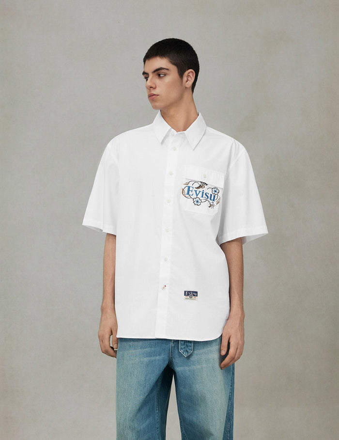 Floral and Logo Daicock Print Relax Fit Short-Sleeve Shirt