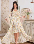 Floral Chiffon Maxi Dress Set – Elegant Long Robe with Inner Dress