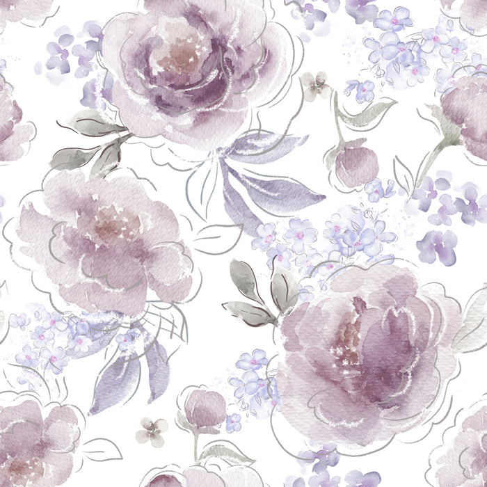 Floral Daria Lilac White - Family Fabrics B.V.