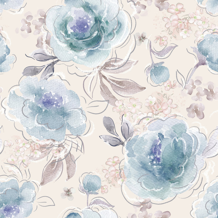 Floral Daria Turquoise Beige - Family Fabrics B.V.