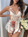 Floral Lace Babydoll Nightdress – Women Elegant Sleepwear