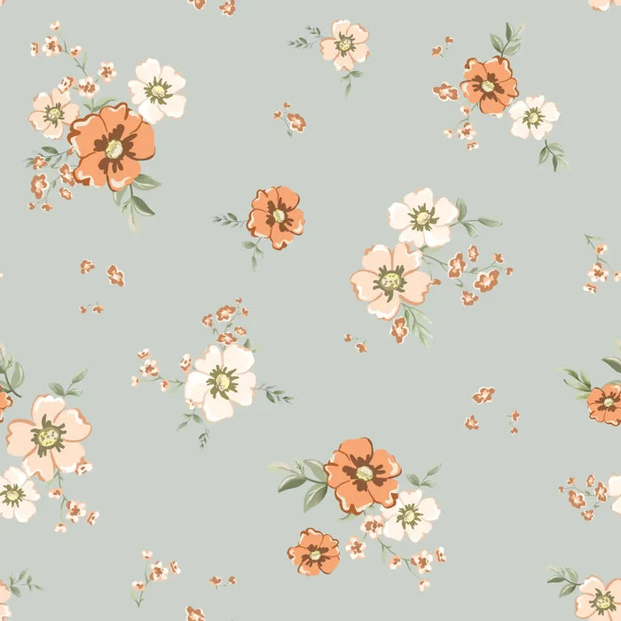Floral Lori Orange Mint - Family Fabrics B.V.