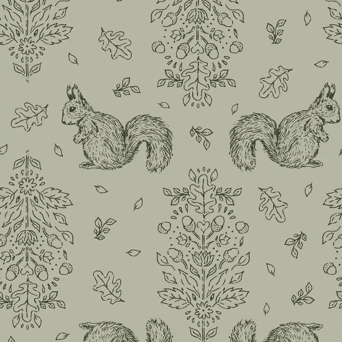Floral Squirrel Green - Family Fabrics B.V.