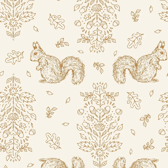 Floral Squirrel Ochre - Family Fabrics B.V.