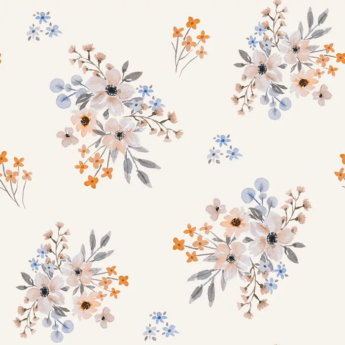 Flower Betty Blue Orange - Family Fabrics B.V.