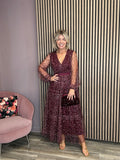 Fortune Maxi Tulle Dress (Burgundy Flowers)