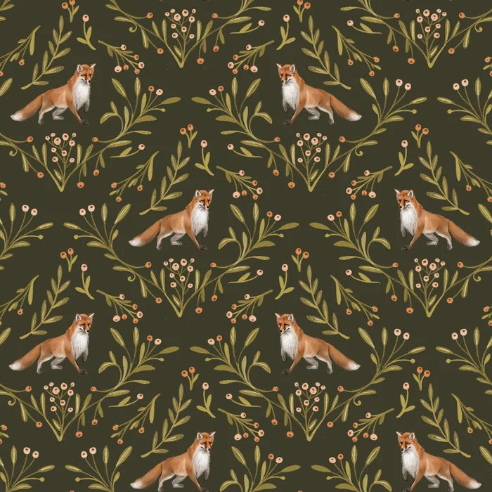 Foxes Darkgreen - Family Fabrics B.V.