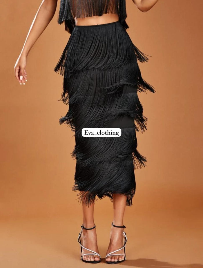 Fringe Trim Skirt
