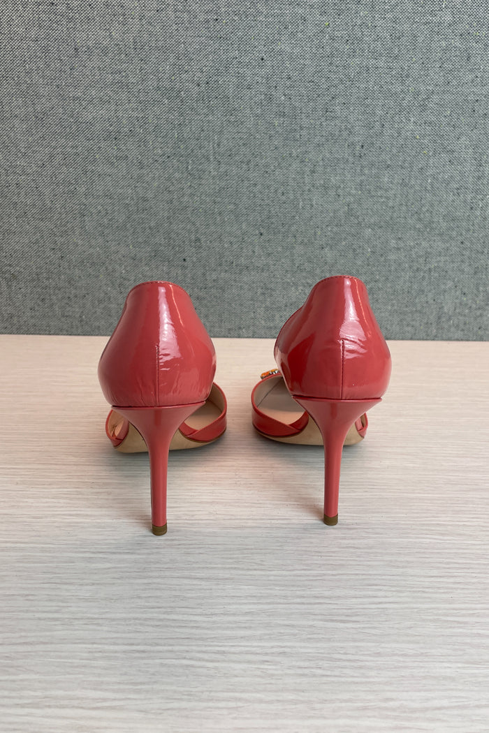 Furla Grace Decollette Jewelled Patent Coral Pump image 2