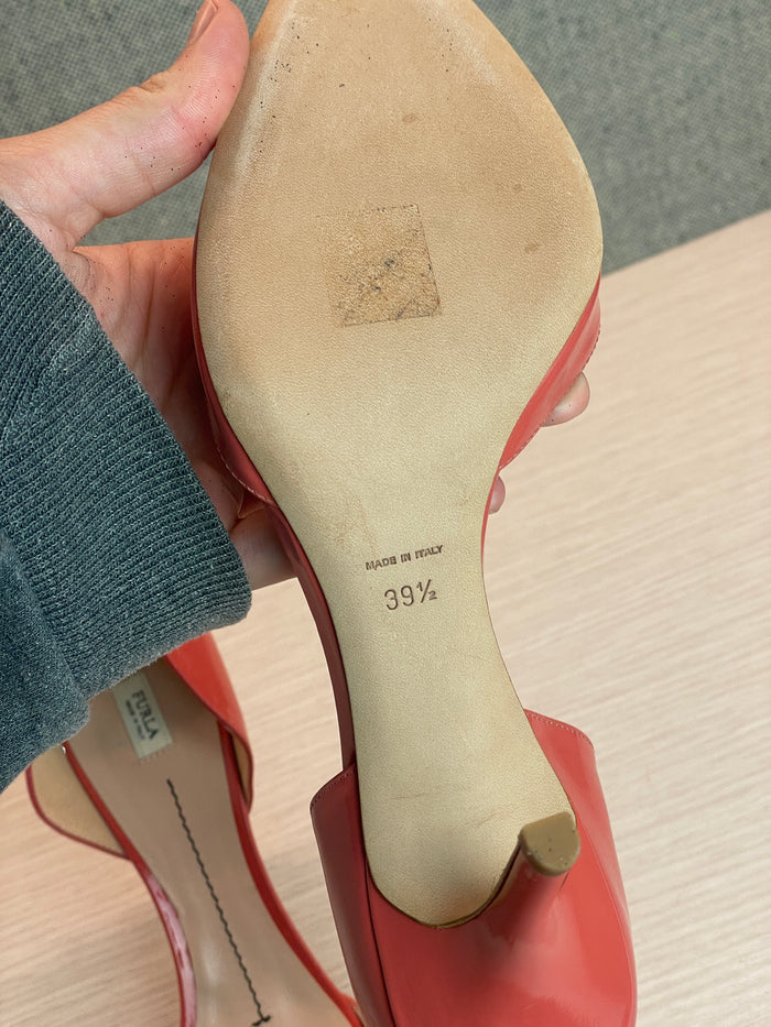 Furla Grace Decollette Jewelled Patent Coral Pump image 3