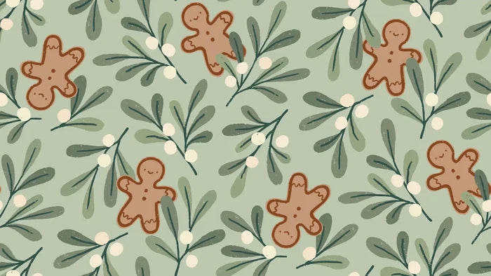 Gingerbread & Mistletoe Green - Family Fabrics B.V.