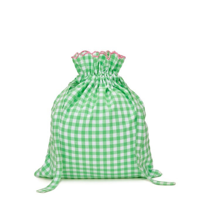 Gingham Drawstring Smalls Bag | Green