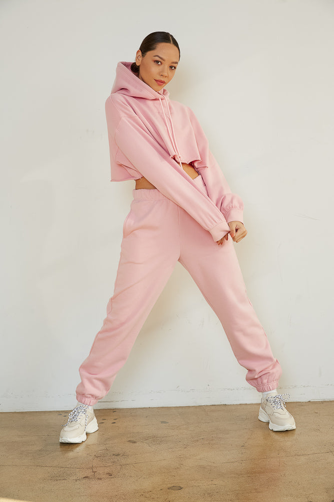 Girlfriend Crop Hoodie In Pink